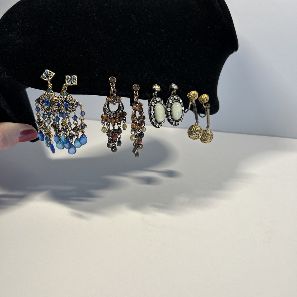 Vintage Lot 4 70's AVON NR Clip On Earrings Beaded